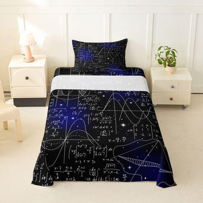 Erosebridal Chemistry Lab Fitted Sheet Twin Size Chemical Equation Bed Sheets for Boys Girls Chemical Elements Science Theme Bed Set Teens Kids Science Students Bedding Set School Dorm Room Decor
