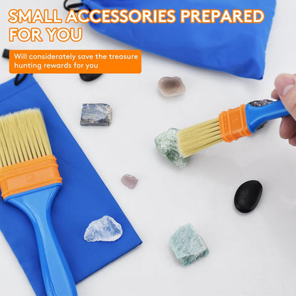 19 PCS Geology Rock Hammer Kit, 24oz Rock Pick Hammer, 3 Digging Chisels, Folding Shovel, Rock Hounding Tools with Brushes, Pocket Knife, Tweezers, Loupe, Goggles,Whistle, Shoulder Bag