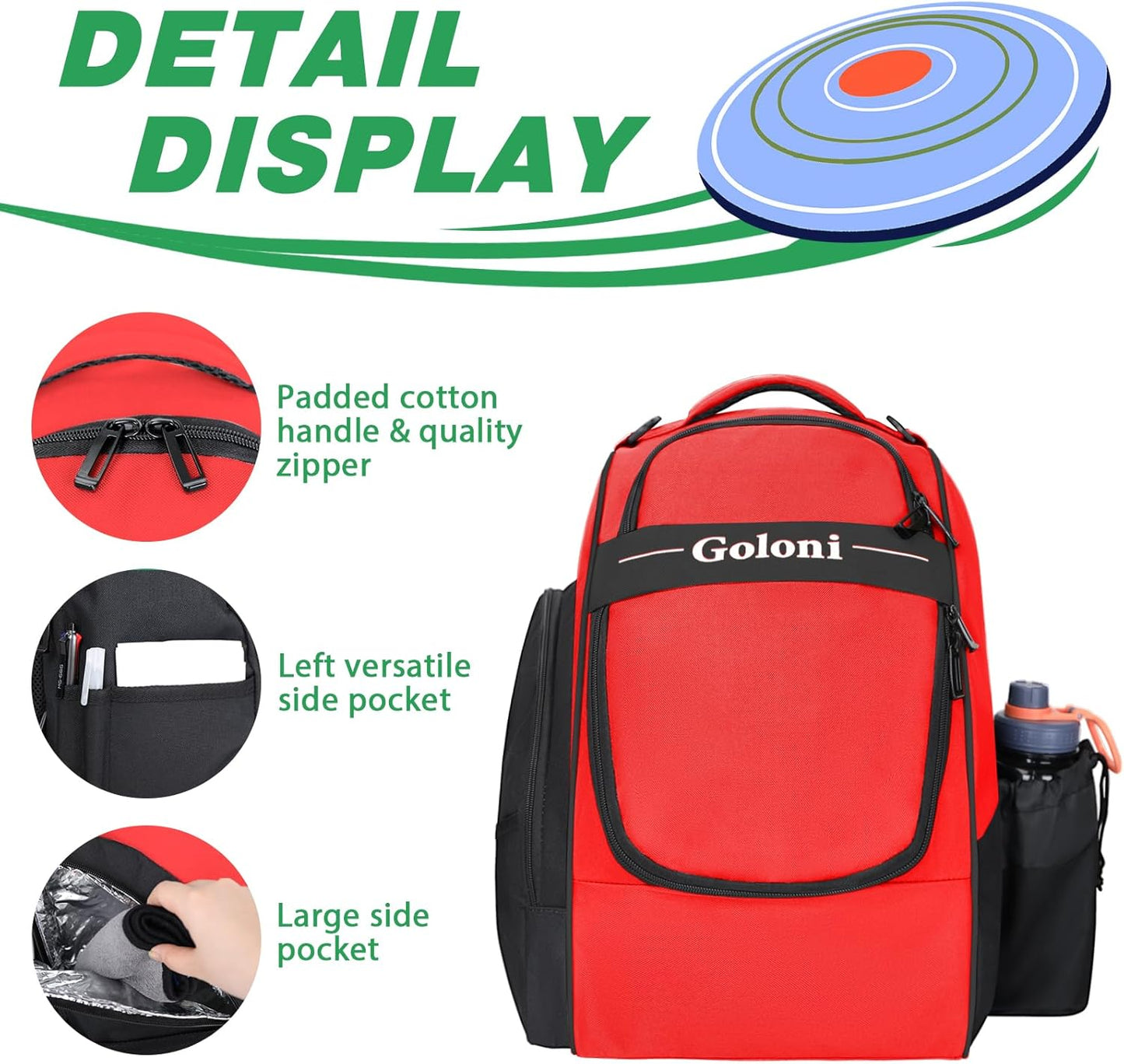 Disc Golf Bag Holds 23+ Discs,Durable Disc Golf Backpack with cooler compartment,Large Capacity Frisbee Bags