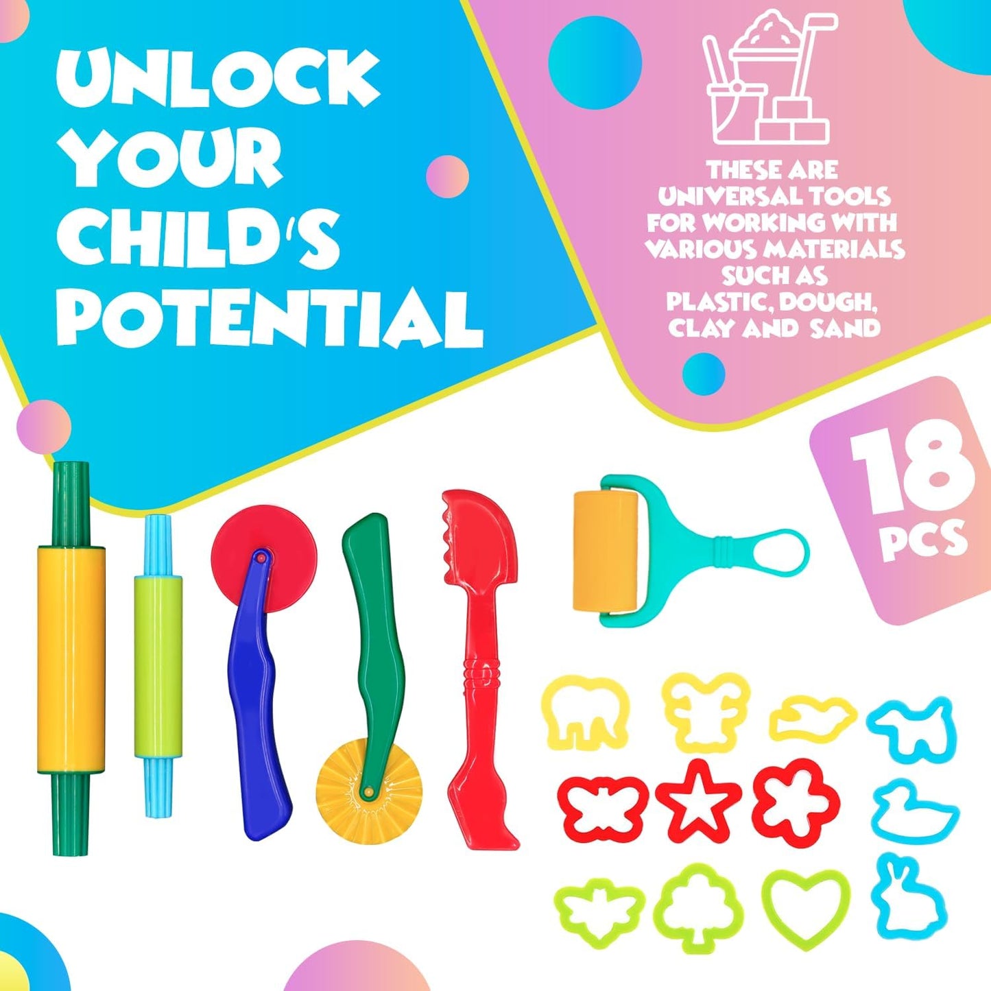 DIMROM Clay and Play Dough Tools 12 Piece Set - Ages 3 & Up (12pcs)