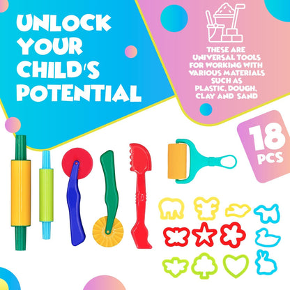 DIMROM Clay and Play Dough Tools 12 Piece Set - Ages 3 & Up (12pcs)