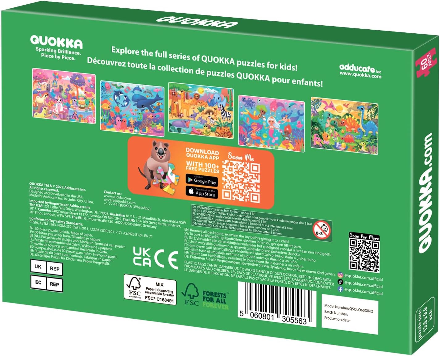 QUOKKA Puzzles for Kids Ages 4-6 – 60 Piece Jigsaw Puzzles for Toddlers Ages 3-5 with Unicorns – Quiet Time Toy for Preschoolers 2-4 – FSC Certified Educational Learning Game for Boys and Girls