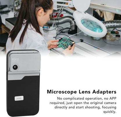 Microscope Lens for Cell Phone, 400X Magnification with LED Light, HD Portable Clip-On Camera Lens for Kids Adults Science Exploration