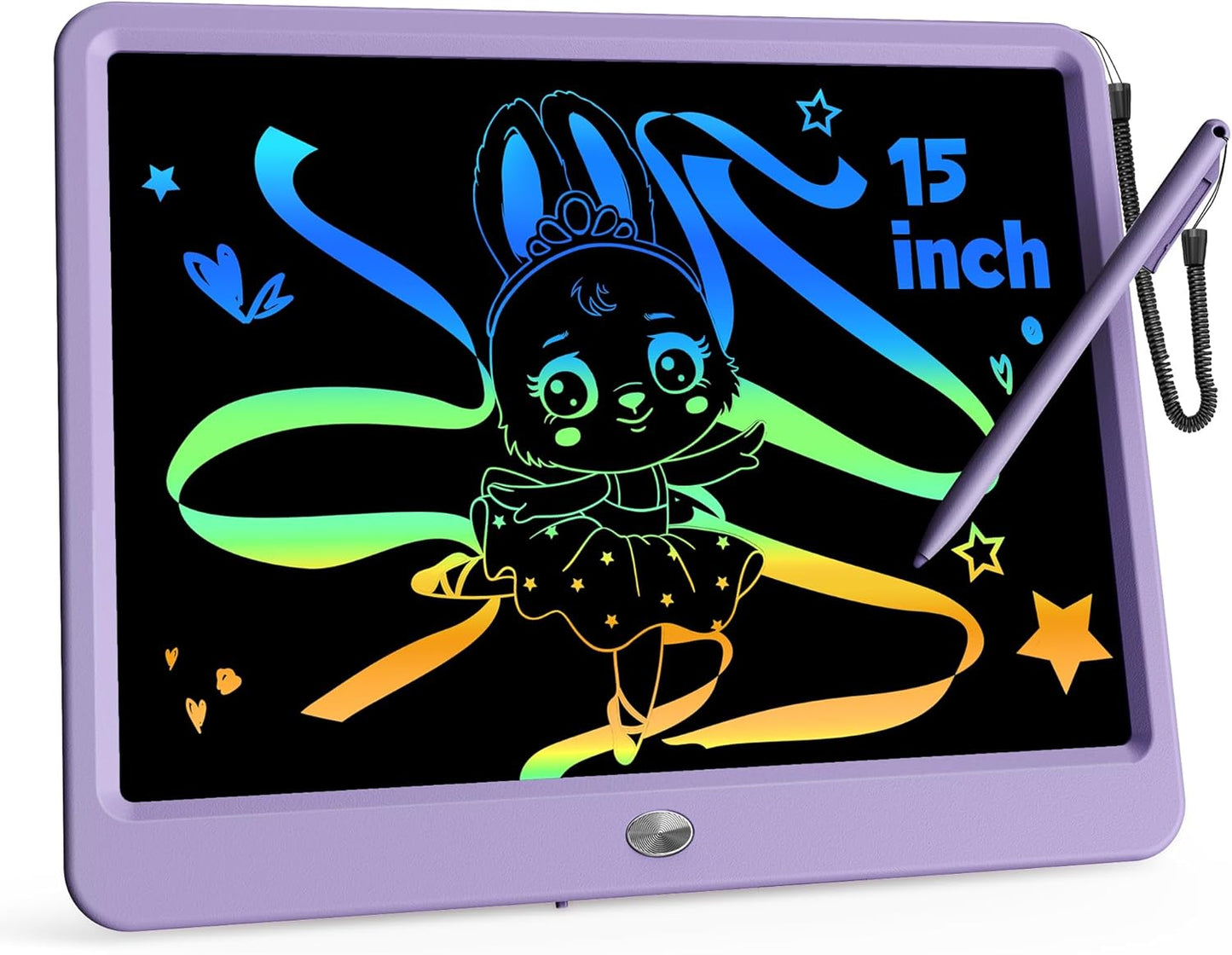 KOKODI 15 Inch LCD Writing Tablet with Anti-Lost Stylus, Erasable Doodle Board Colorful Toddler Drawing Pad, Car Travel School Games Toys for 3 4 5 6 7 8 Kids, Birthday Gift for Girls Boys Blue