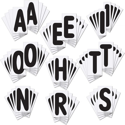 Replacement Numbers for White Message Board Sidewalk Signs with 4 Inch Tracks, 6 of Each Number 0 to 9, Black on White Background