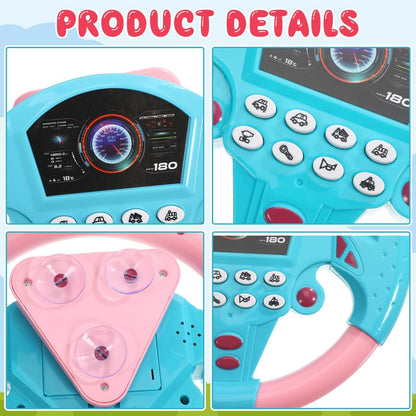 TOYANDON Kids Steering Wheel - Toddler Steering Wheel Toy, Simulated Driving Racing Car Game Controller, Pretend Driving Toy with Light and Music Electric Sounding Effects for Boys Girls (No Battery)