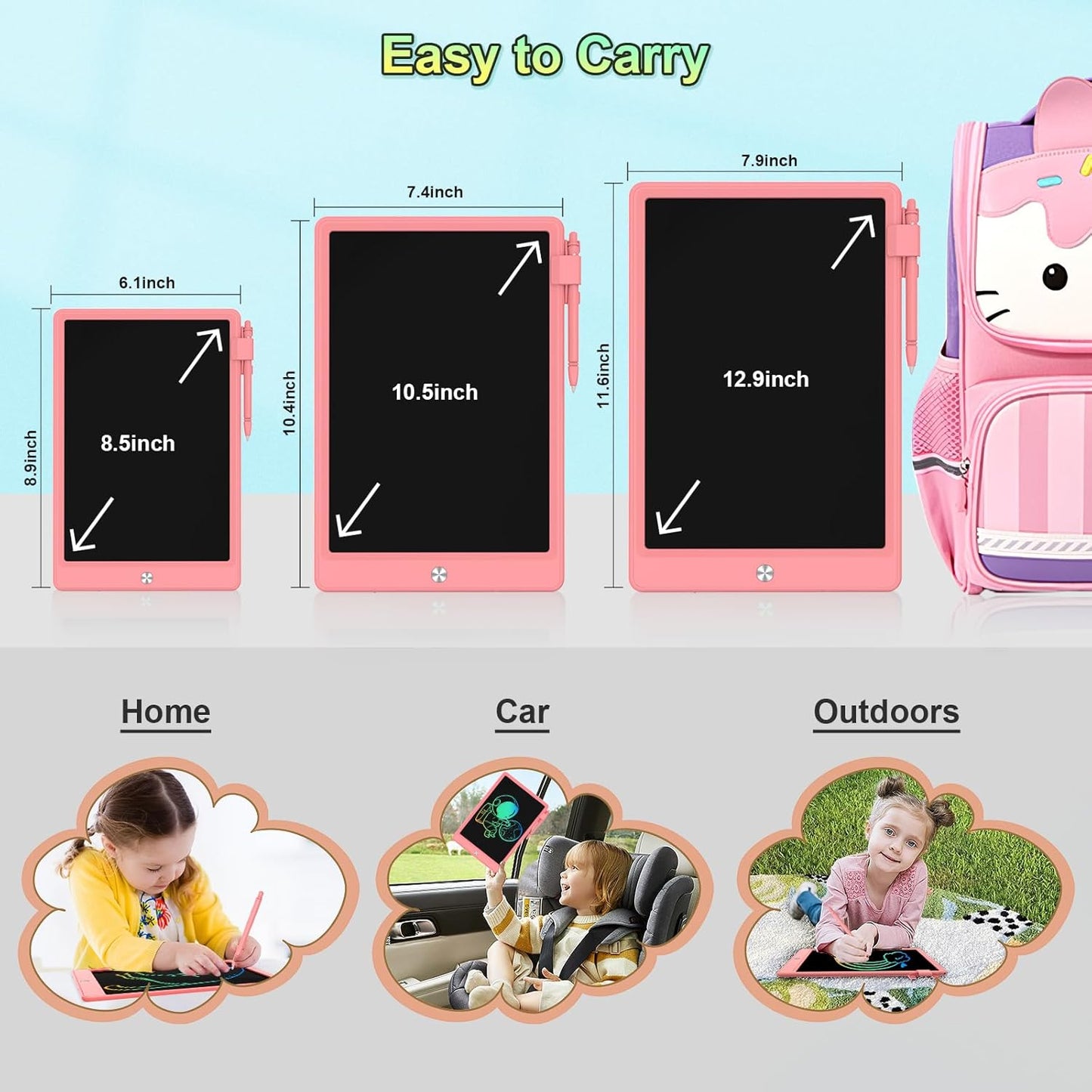 12.9 Inch LCD Writing Tablet for Kids, Colorful Toddler Doodle Board - Erasable Drawing Pad, Educational Learning Toy for Ages 3-8 - Valentine's Day Christmas Birthday Gifts (12.9 Inch, Blue)