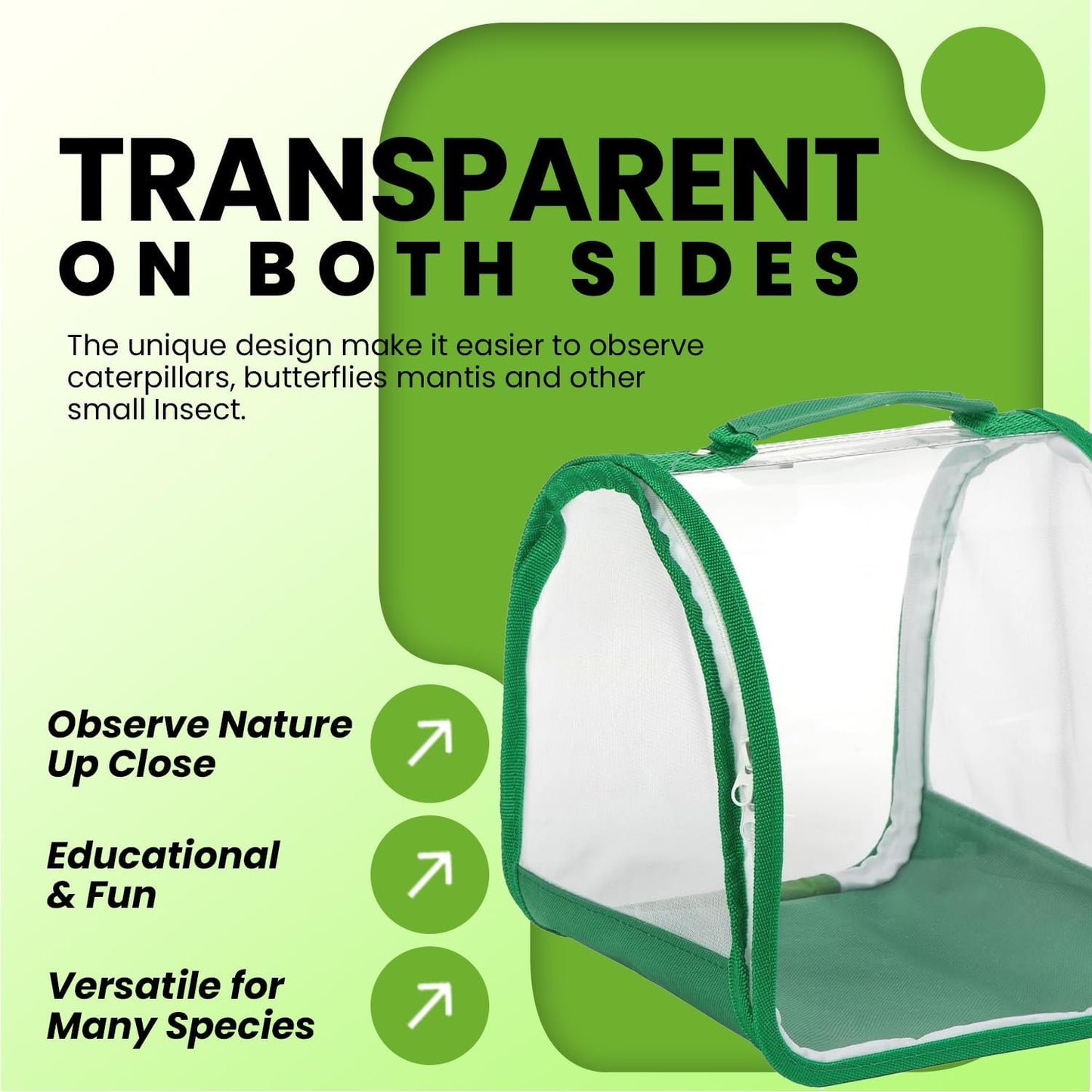 Butterfly cage 12"x12"x12" with Sleeve – Perfect Habitat cage for Rearing Insects. This pop-up Butterflies House Works as Butterfly Growing kit.