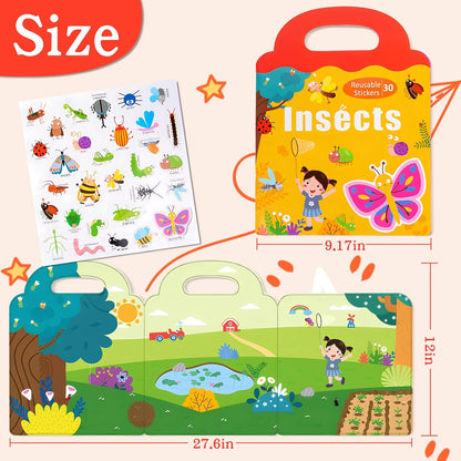 Magnetic Playset Portable Playboard, Cute Farmhouse Animal Reusable Magnets Sticker Books for Toddlers 3-5 Years, 34 PCS Refrigerator Magnets for Kids Girls Boys Perfect Preschool Learning Travel Toy