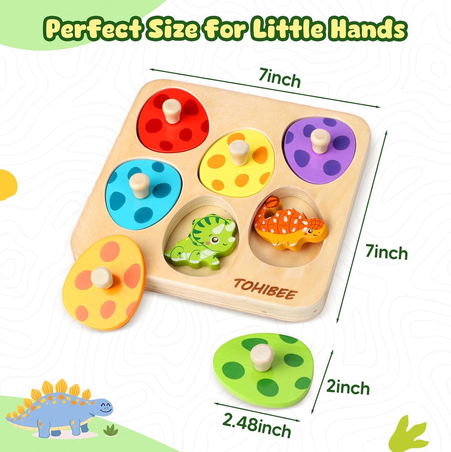 Wooden Puzzles for Toddlers 1-3, Dinosaur Matching Egg Puzzle Montessori Toys for 1 2 3 Year Old Boy Girl Gifts, Preschool Education Learning Toys