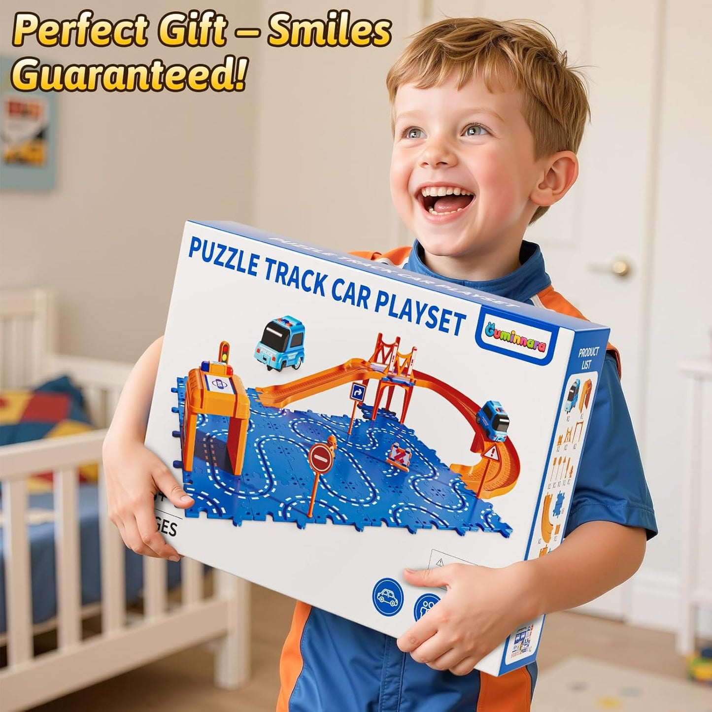 Toddler Puzzles Track Cars Toys for Kids, Boys and Girls Age 3-5 4-7, Floor Puzzle Race Track with Cars and Road Signs, Birthday Toy Games for 3 4 5 6 7 8 Year Old Birthday Gifts
