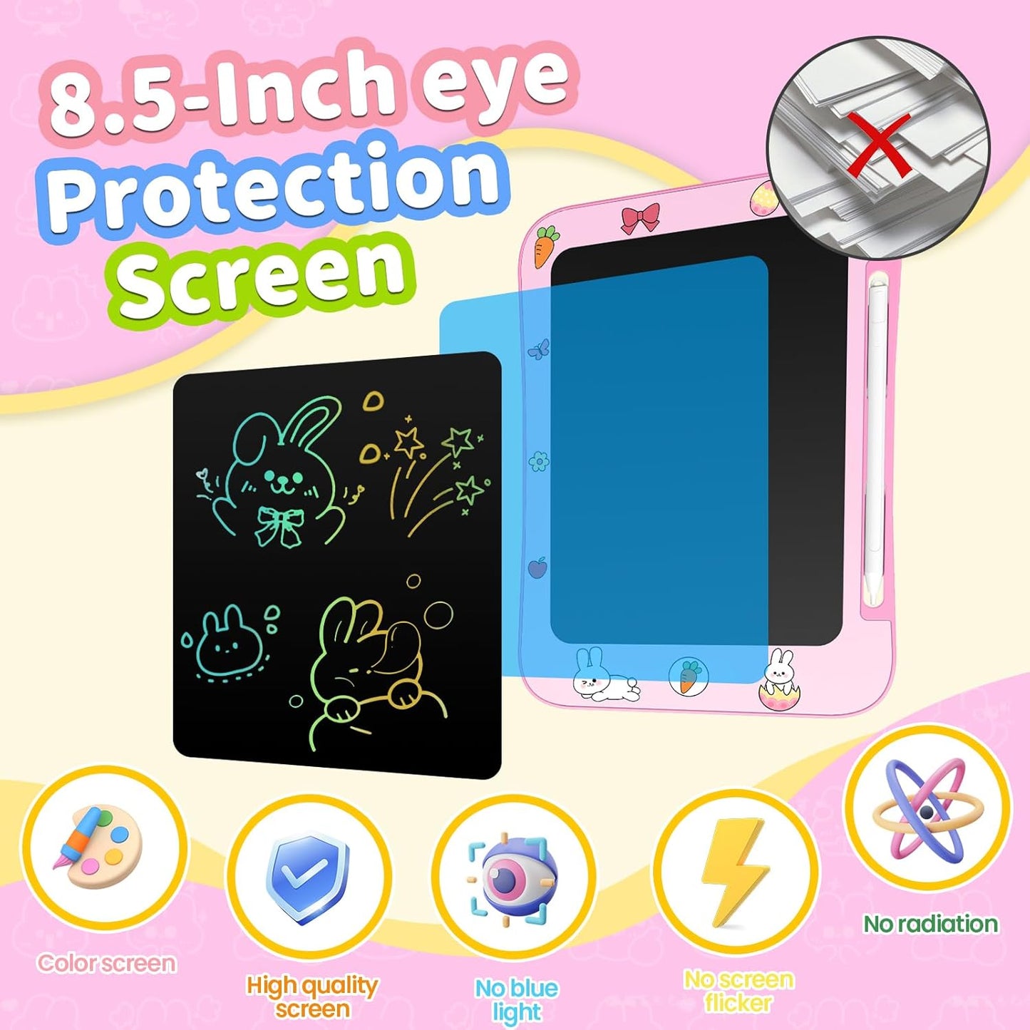 Genialba LCD Writing Tablet for Kids, Colorful Screen Drawing Board for 3-7 Year Old Boys & Girls - Educational Toys for Birthday & Christmas (Penguin)