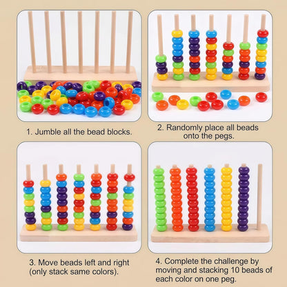 Color Matching Stacking Puzzle Game for Kids & Adults – Fast-Paced Pattern Challenge Ring Stack Brain Teaser – 2 Player Competitive Tabletop Game Night Set with Racks, 60 Rings