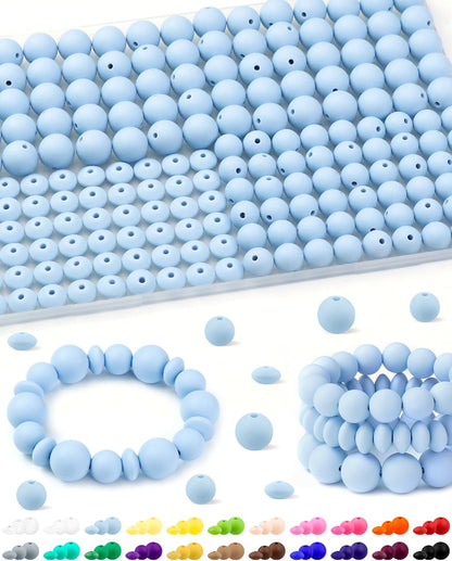 200Pcs FIVEIZERO Mixed Silicone Beads for Keychain Making, 12mm 15mm Round and 12mm Lentil Silicone Beads for Pens Bracelet Necklace DIY Crafts(Black)