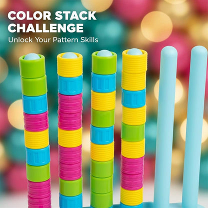Color Stack Challenge Game, 2026 Upgraded Wooden Stacking Puzzle with 60+ Logic Challenges for Family, Adults & Kids - Speed and Strategy Matching Game for Game Night Gatherings (1pcs)