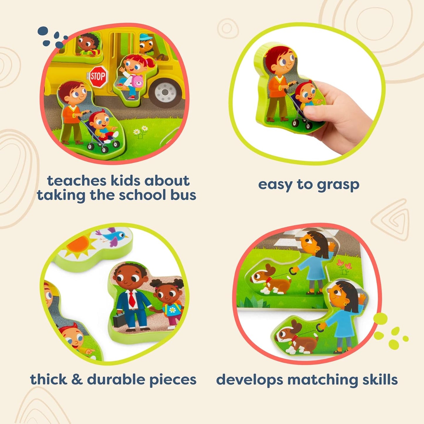B. toys – Peek & Explore – School BusChunky Puzzle for Toddlers,Educational & Developmental Toys for Kids – 2+ Years