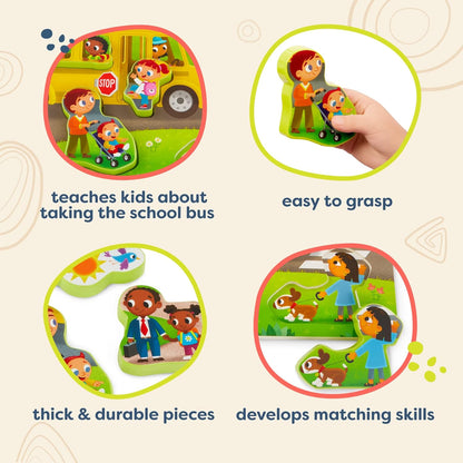 B. toys – Peek & Explore – School BusChunky Puzzle for Toddlers,Educational & Developmental Toys for Kids – 2+ Years