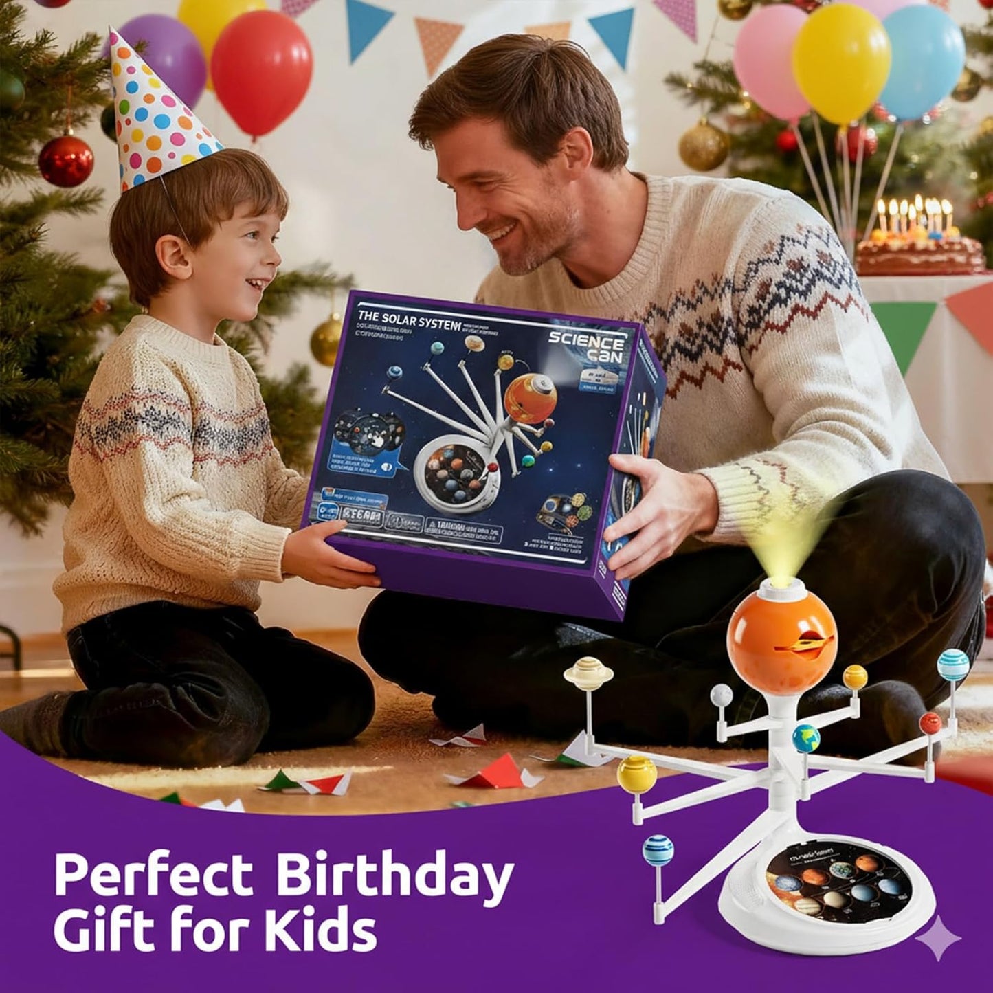 Science Can Solar System for Kids, Talking Astronomy Solar System Model Kit, Planetarium Projector with 8 Planets STEM Space Toys for 3 4 5+ Years Old Boys Girls