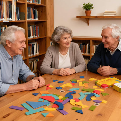 Wooden Tangrams Pattern Blocks, Cognitive Difficulties for Elderly People, Brain-Boosting Crafts Activities for Elderly（Elephant Style）