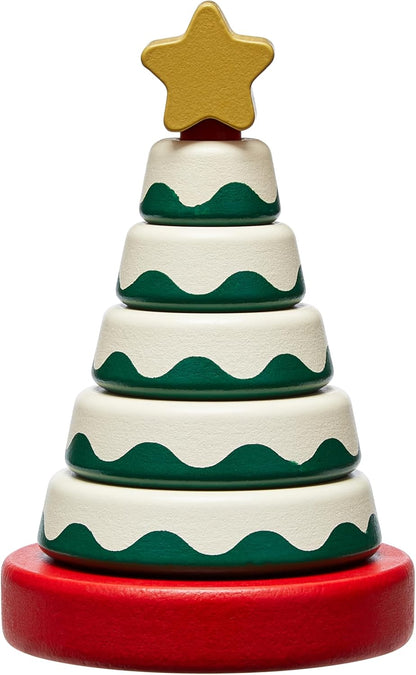 Pearhead Christmas Tree Stack Toy - Holiday Nursery Décor and Stacking Rings for Baby