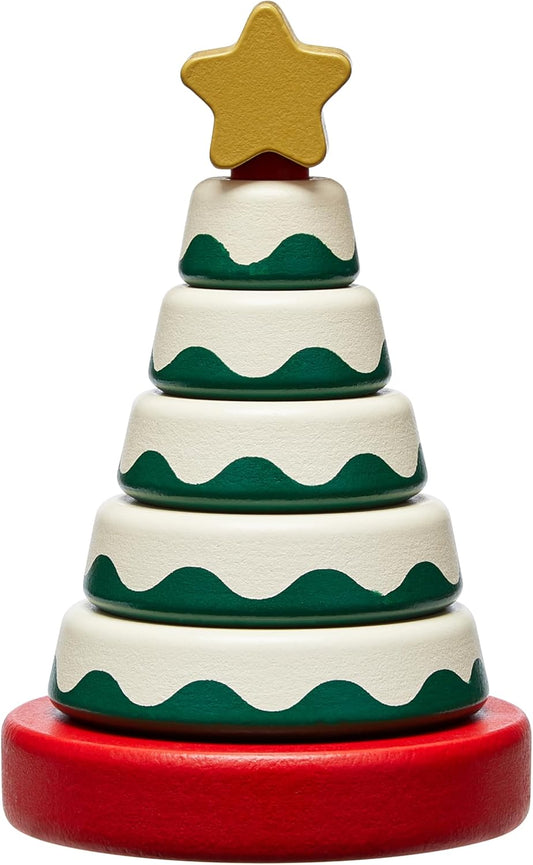 Pearhead Christmas Tree Stack Toy - Holiday Nursery Décor and Stacking Rings for Baby