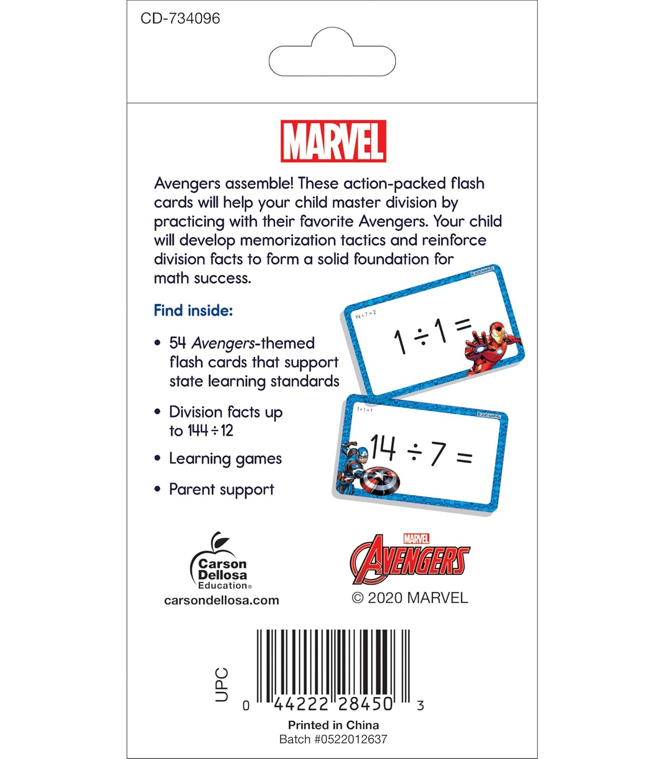 Marvel Division Flash Cards for Kids Ages 8+, Division Flash Cards for 3rd Grade, 4th Grade, and 5th Grade, Division Facts and Problems, Math Flash Cards Division Numbers 0-12