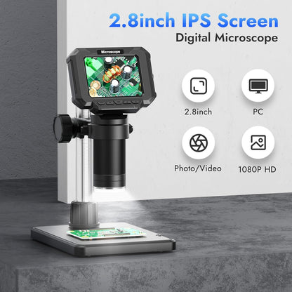4.3" Coin Microscope for Error Coins (Detail View Only), 1000X Digital LCD Magnifier with Anti-Glare Side Lights, 1080P USB PC View (Win/Mac), Rechargeable Scope for Numismatic Grading
