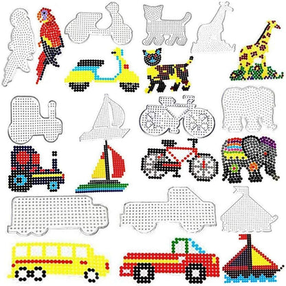 H&W 35PCS 5mm Fuse Beads Boards, Large Clear Pegboards Kits, with Gift 4 Lroning Paper & Parts & Bases (WA3-Z16)
