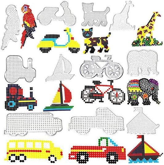 H&W 35PCS 5mm Fuse Beads Boards, Large Clear Pegboards Kits, with Gift 4 Lroning Paper & Parts & Bases (WA3-Z16)