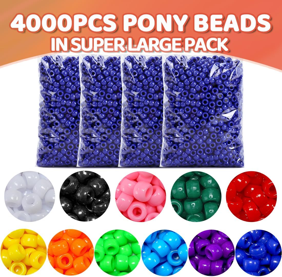 Praisebank 4000pcs Dark Green Pony Beads for Jewelry Making, Crafts, Hair Braids