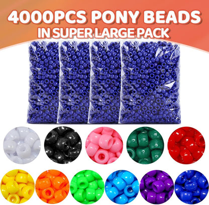 Praisebank 4000pcs Dark Green Pony Beads for Jewelry Making, Crafts, Hair Braids