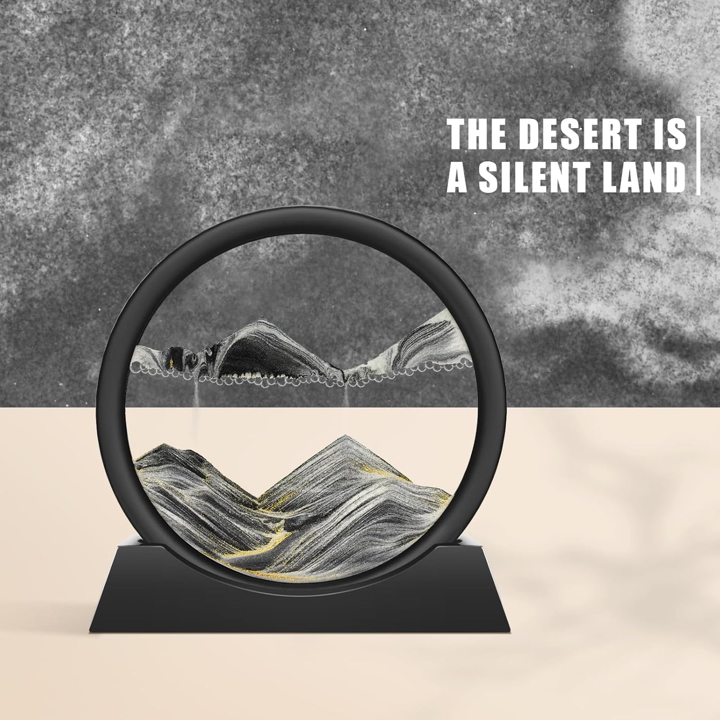 Wai Danie Moving Sand Art Picture 3D Hourglass Deep Sea Sandscape Liquid Motion Display Painting Flowing Sand Frame Relaxing Desktop Home Office Work Decor (Black, 12 Inches)