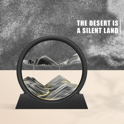 Wai Danie Moving Sand Art Picture 3D Hourglass Deep Sea Sandscape Liquid Motion Display Painting Flowing Sand Frame Relaxing Desktop Home Office Work Decor (Black, 12 Inches)