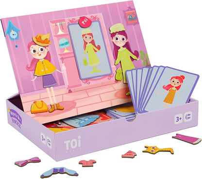 Toi Kids Magnet Toys Magnetic Jigsaw Puzzle Boxes with Game Board for Kids Ages 3-8, Portable Travel Game, Transport