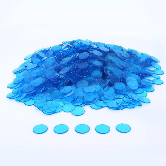 GSE Games & Sports Expert Blue Bingo Chips, 500 Pieces 3/4-Inch High-Contrast Transparent Counting Chips for Bingo Games, Parties