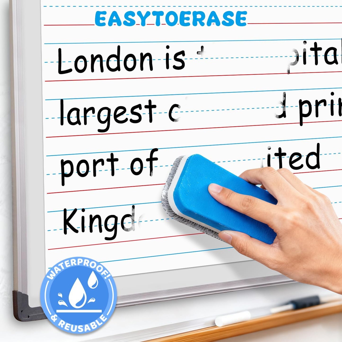 Magnetic Handwriting Paper – Large Magnetic Lined Paper for Whiteboard, 22" x 17" Primary Dry Erase Notebook Poster, Giant Early Writing Page for Classroom, Perfect Teacher Resource for Kids Learning