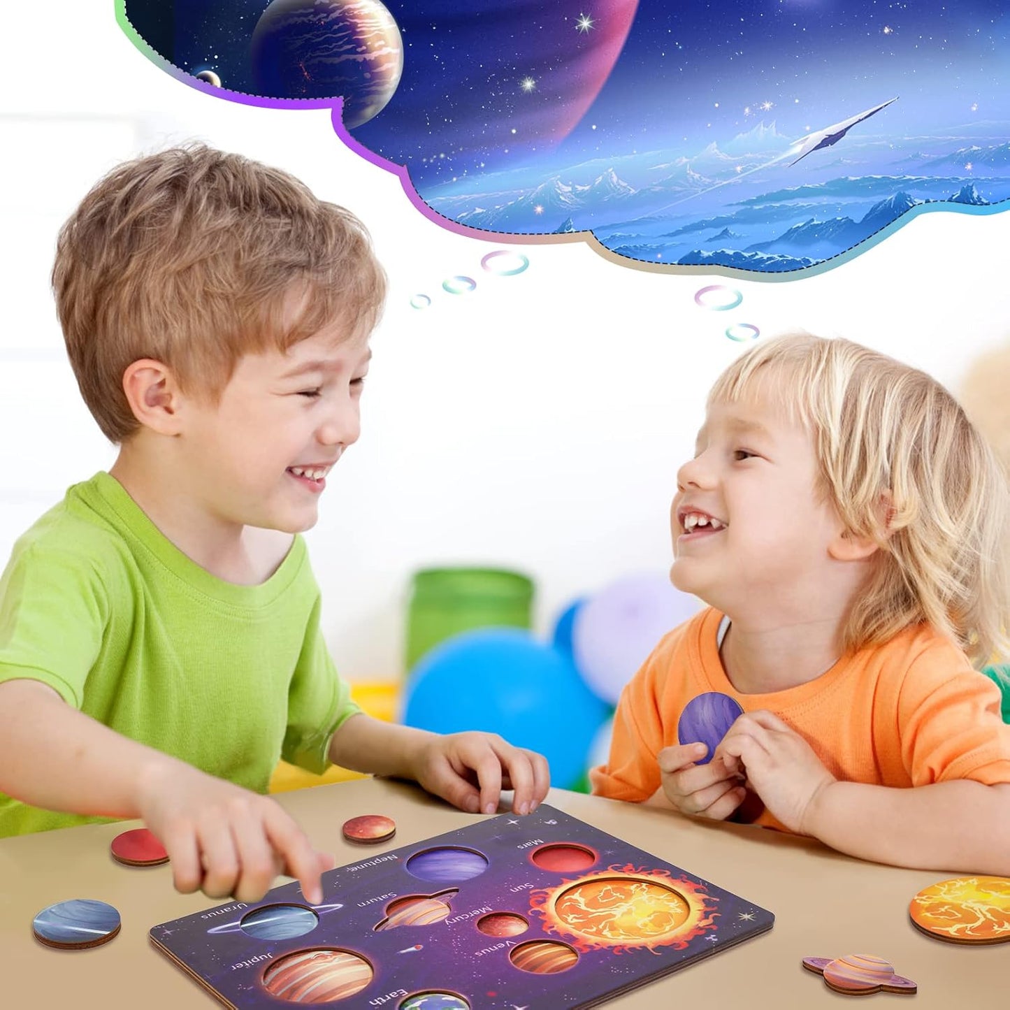 Zeoddler Solar System Puzzle for Kids 3-6, Wooden Space Toys, Planets for Kids, Preschool Learning Activities, Gift for Boys, Girls