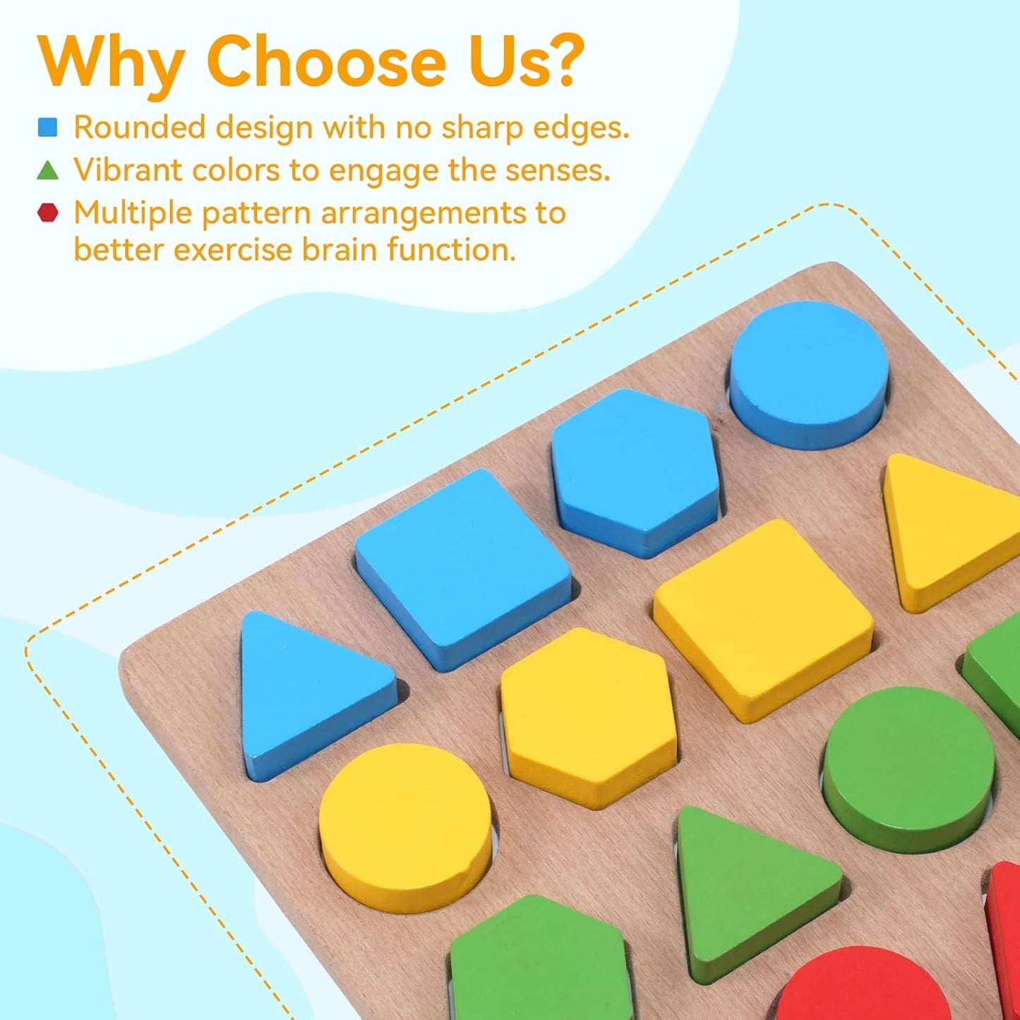 Dementia Puzzles Gifts for Seniors, Activity Kits for Dementia Patients, Fidget Sensory Products for Alzheimers，Pattern Blocks Set for Fractions, Symmetry, Patterning and Creativity