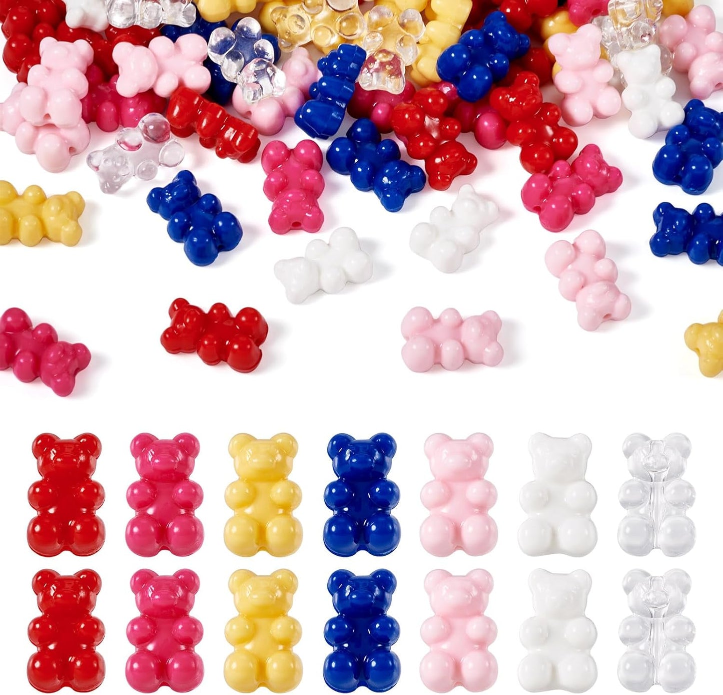 Kissitty 100Pcs Clear Acrylic Bear Beads Cute Bears Loose Beads Bulk Transparent Gummy Bear Spacer Bead Counting Bears for Bracelet Adults Necklace Earring Crafts Bag Key Chain DIY Jewelry Making