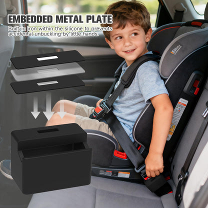 Morlike Silicone Seatbelt Secure Buckle Safety Cover Lock | Keep Children Safe in Car Seat and Prevent Kids from Accidentally Unbuckling | Buckle Guard Fits Almost Vehicles (red,2PACK)