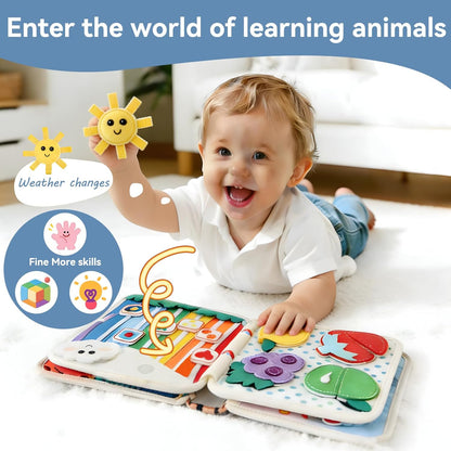 Montessori Busy Book for Toddlers 1-3 – Soft Felt Quiet Book for Sensory & Fine Motor Skills