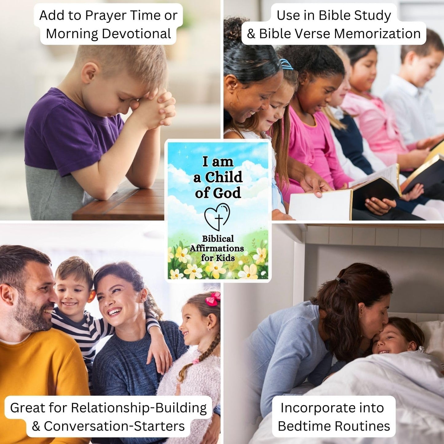 Christian Biblical Affirmation Cards for Kids, 52 Affirmations with Bible Verse on Back, Scripture Memory Cards, Bible Study, Encouragement Gift for Boys and Girls