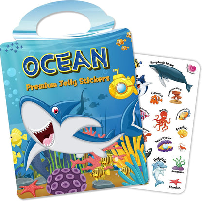 6 Sets Reusable Sticker Book for Toddlers 3-6, Jelly Sticker Books for Toddler, Travel Sticker Activity Toys for Kids 3 4 5 6 Years Old Girls & Boys