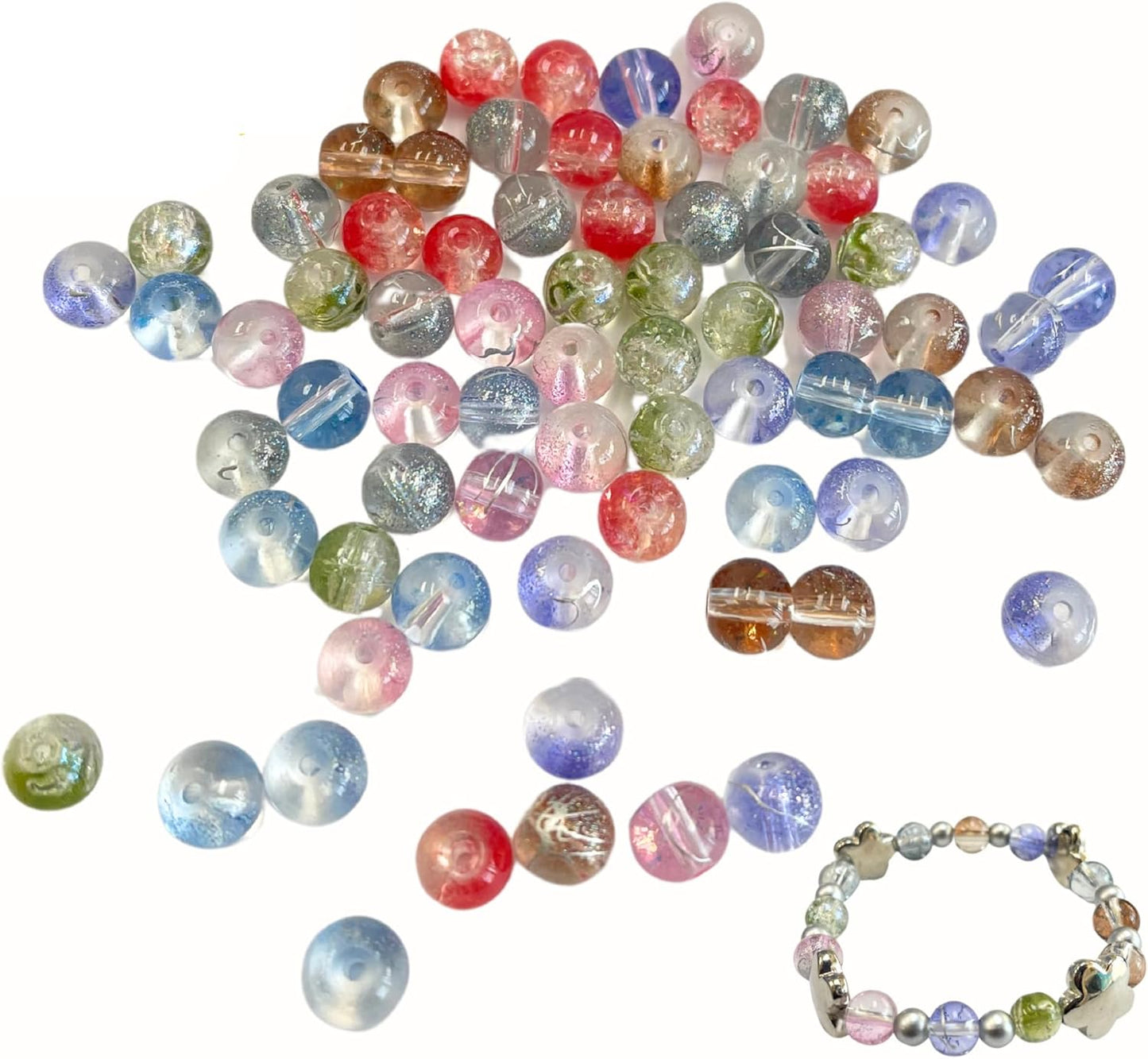 8mm Glass Beads Round Bulk for Bracelet, Glow in Dark Beads, DIY Jewelry Windchime Suncatcher Party Supplies, 300 pcs