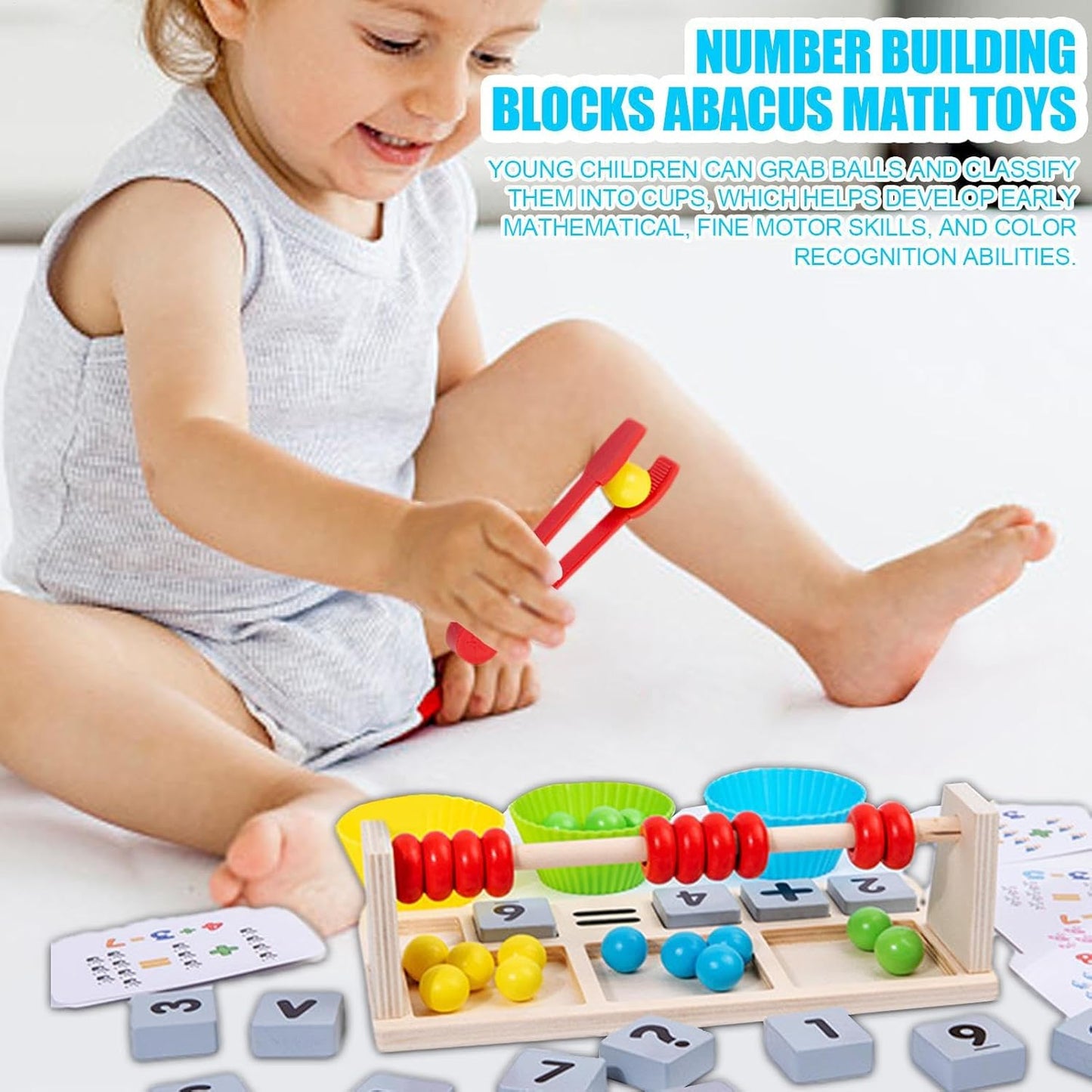 Genérico Wooden Abacus for Children - Early Learning with Wood, Abacus Counter with Beads to Match Colors - for Children Over 3 Years Old in Home Classroom