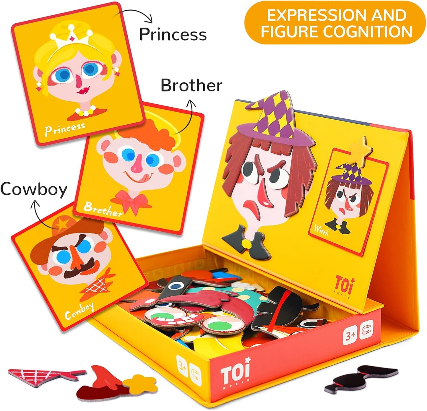Toi Kids Magnet Toys Magnetic Jigsaw Puzzle Boxes with Game Board for Kids Ages 3-8, Portable Travel Game, Transport