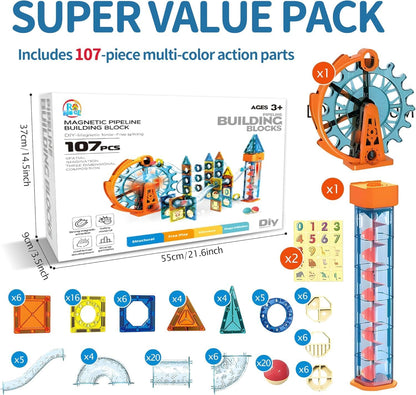325PCS Glow in The Dark Marble Run with Motorized Elevator, STEM Building Blocks Toy Includes 113 Marbles, for Kids Ages 3+, Easter Birthday Gift for Boys and Girls