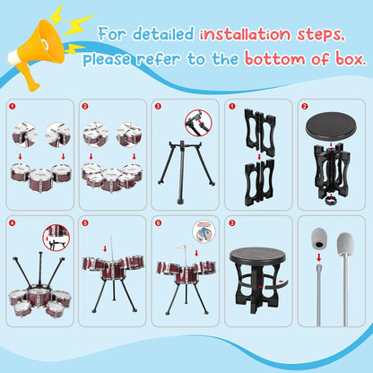 Upgraded Toddler Drum Set with Lights Kids Jazz Drum Kit, Musical Instrument Toys for Toddler 3-5 Boys Girls Christmas Birthday Gift