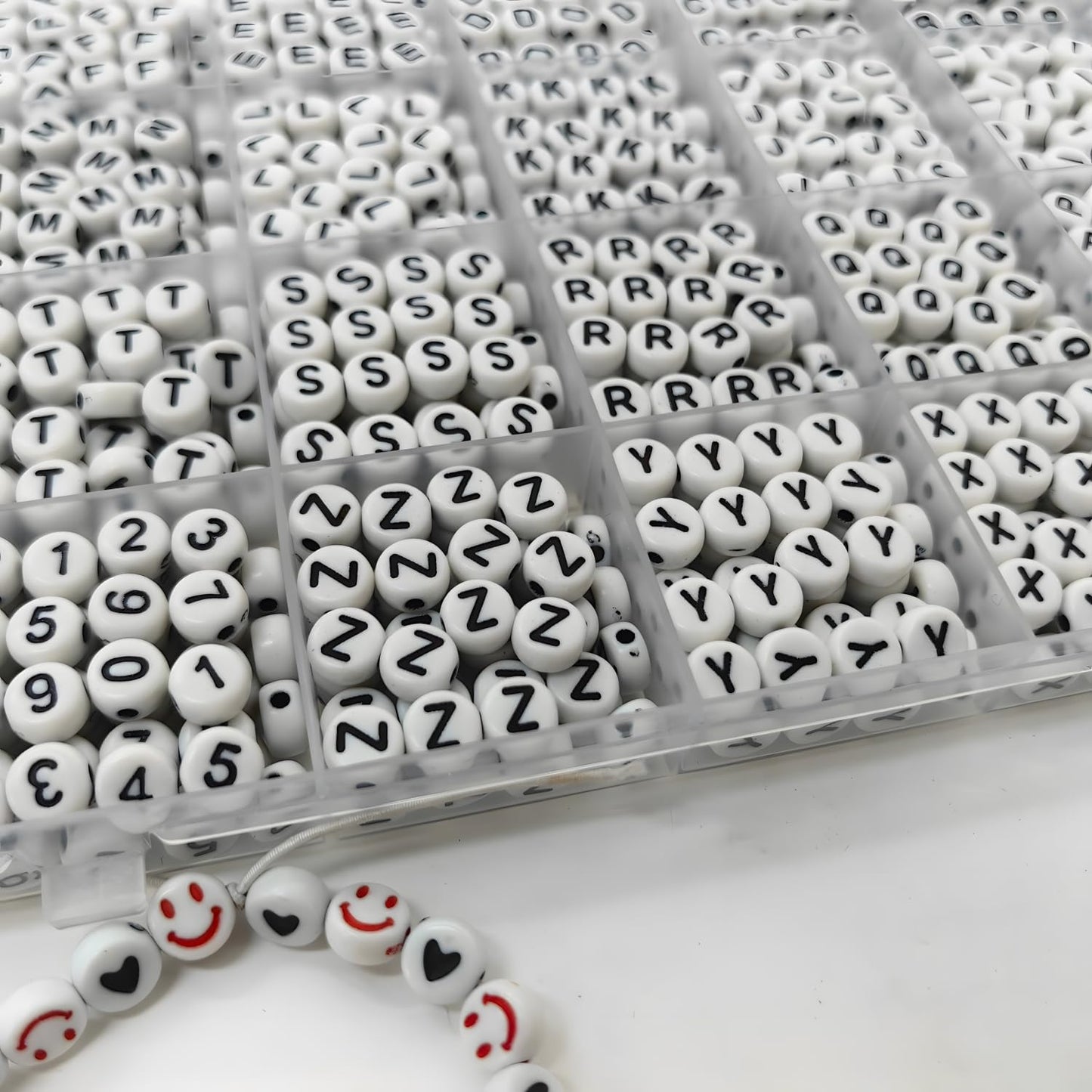 Colorful Alphabet Beads A-Z 1350+Pcs Letter Bead, Acrylic 4x7mm Round Digit Letter Beads Kits,Bracelets Necklaces DIY Jewelry Making Kits (Colorful,1350+PCS)