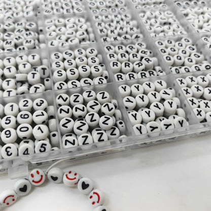 Colorful Alphabet Beads A-Z 1350+Pcs Letter Bead, Acrylic 4x7mm Round Digit Letter Beads Kits,Bracelets Necklaces DIY Jewelry Making Kits (Colorful,1350+PCS)